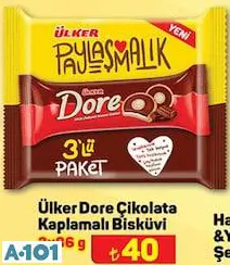 ÜLKER DORE ÇİKOLATA KAPLAMALI BİSKÜVİ 3X86 G